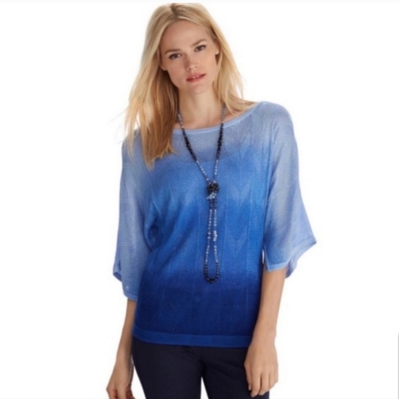 WHBM Blue Ombré Knit Blouse - Picture 3 of 11